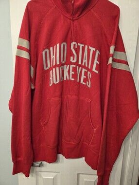 Ohio State Buckeyes Red Zip-Up Sweatshirt  Men's XL Stitched On Letters CFB NWT
